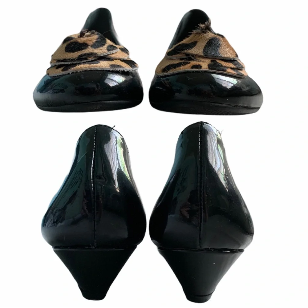 Butter black patent wedges with leopard flower - Picture 5 of 7